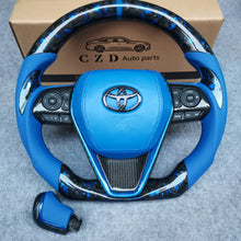 Load image into Gallery viewer, Customized for Toyota Avalon 2018-2022 carbon fiber steering wheel blue perforated leather knob（副本）