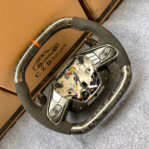 CZD auto parts carbon fiber steering wheel for Chevrolet Corvette C8 with orange sign paddle shifters