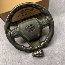 Load image into Gallery viewer, CZD Autoparts for Toyota Avalon 2019-2022 carbon fiber steering wheel with gray smooth leather airbag cover