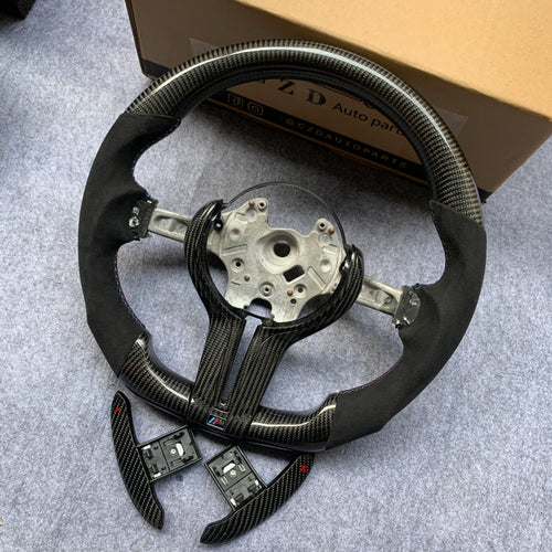 CZD Autoparts for BMW M1 M2 M3 M4 X5M X6M carbon fiber steering wheel black alcantara