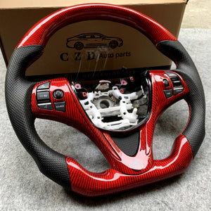 czd auto parts carbon fiber steering wheel for Acura TLX 2015-2021 with gloss red carbon fiber
