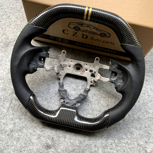 CZD Autoparts For Honda 9th gen Civic/SI 2012-2015 carbon fiber steering wheel yellow double stripe