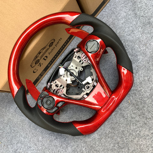 CZD For 2013/2014/2015/2016/2017 7th Toyota Gamry carbon fiber steering wheel with perforated leather sides