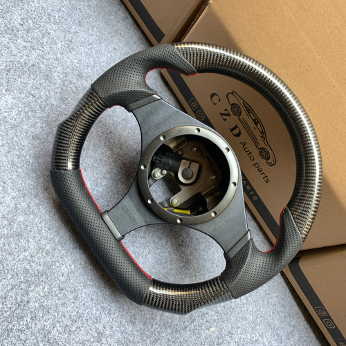 CZD auto parts carbon fiber steering wheel for Mitsubishi Lancer Evolution Evo 8 VIII 2003-2005 with black perforated leather