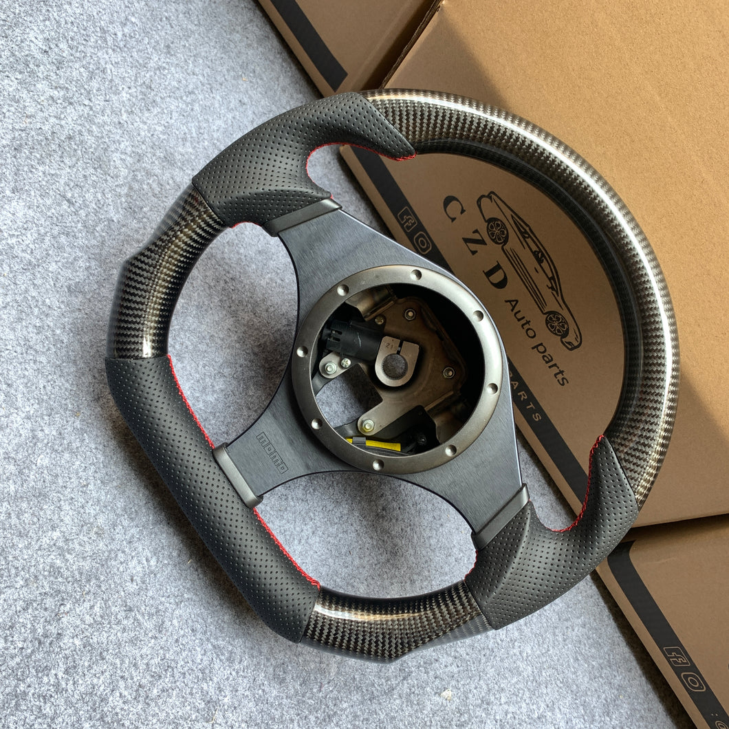 CZD auto parts carbon fiber steering wheel for Mitsubishi Lancer Evolution Evo 8 VIII 2003-2005 with black perforated leather