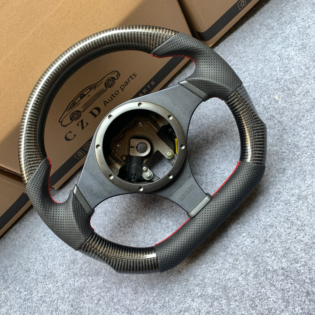 CZD auto parts carbon fiber steering wheel for Mitsubishi Lancer Evolution Evo 9 IX 2005-2007 with black perforated leather