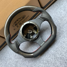 Load image into Gallery viewer, CZD auto parts for Mitsubishi Lancer Evolution Evo 9 IX 2005-2007 carbon fiber steering wheel with perforated leather side