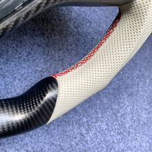 Load image into Gallery viewer, CZD auto parts for Tesla Model X 2016-2020 carbon fiber steering wheel with white perforated leather side