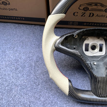 Load image into Gallery viewer, CZD auto parts for Tesla Model X 2016-2020 carbon fiber steering wheel with white perforated leather side