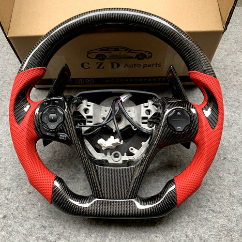 CZD For 2013、2014、2016、2017 7th Toyota Gamry carbon fiber steering wheel with perforated leather sides