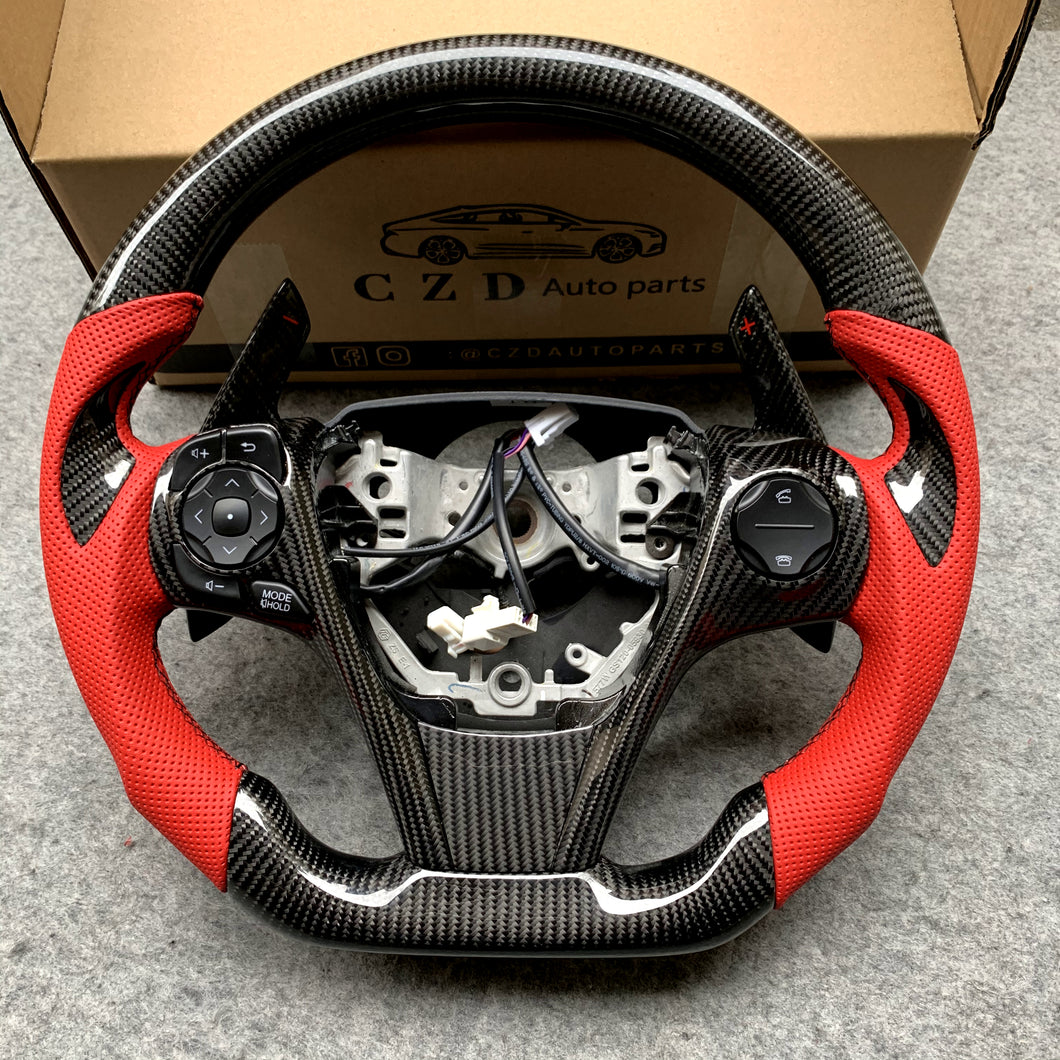 CZD For 2013、2014、2016、2017 7th Toyota Gamry carbon fiber steering wheel with perforated leather sides
