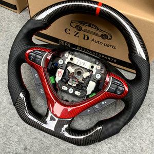 czd auto parts carbon fiber steering wheel for Acura TSX 2009-2014 with red stripe and trim
