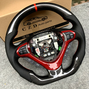 czd auto parts carbon fiber steering wheel for Acura TSX 2009-2014 with red stripe and trim
