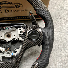 Load image into Gallery viewer, CZD For 2013、2014、2015、2016、2017 7th Toyota Gamry carbon fiber steering wheel with gloss black carbon fiber paddle shifters with red+/- signs