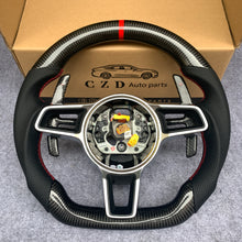 Load image into Gallery viewer, CZD auto parts for Macan models 2014 - 2022 carbon fiber steering wheel with perforated leather