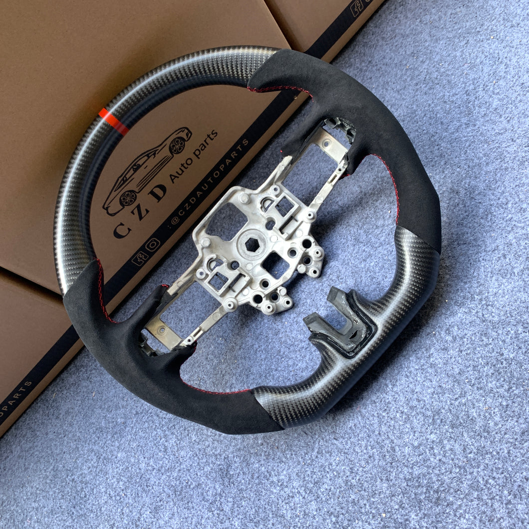 czd auto parts carbon fiber steering wheel for Ford Mustang/Ford SHELBY GT350 with alcantara and red stitching