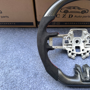 czd auto parts carbon fiber steering wheel for Ford Mustang/Ford SHELBY GT350 with alcantara and red stitching