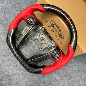 czd auto parts carbon fiber steering wheel for Honda Odyssey 2011-2017 with red perforated leather