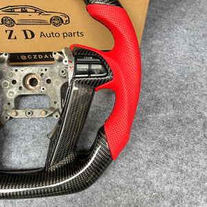 czd auto parts carbon fiber steering wheel for Honda Odyssey 2011-2017 with red perforated leather