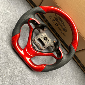 czd auto parts carbon fiber steering wheel for Acura TSX 2009-2014 with gloss red carbon fiber on top and bottom