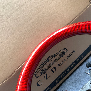 czd auto parts carbon fiber steering wheel for Acura TSX 2009-2014 with gloss red carbon fiber on top and bottom