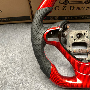 czd auto parts carbon fiber steering wheel for Acura TSX 2009-2014 with gloss red carbon fiber on top and bottom