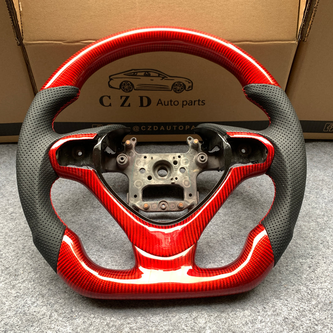 czd auto parts carbon fiber steering wheel for Acura TSX 2009-2014 with red carbon fiber and stitch
