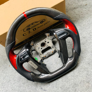 czd auto parts carbon fiber steering wheel for Honda Odyssey 2011-2017 with gloss red carbon fiber thumbgrips