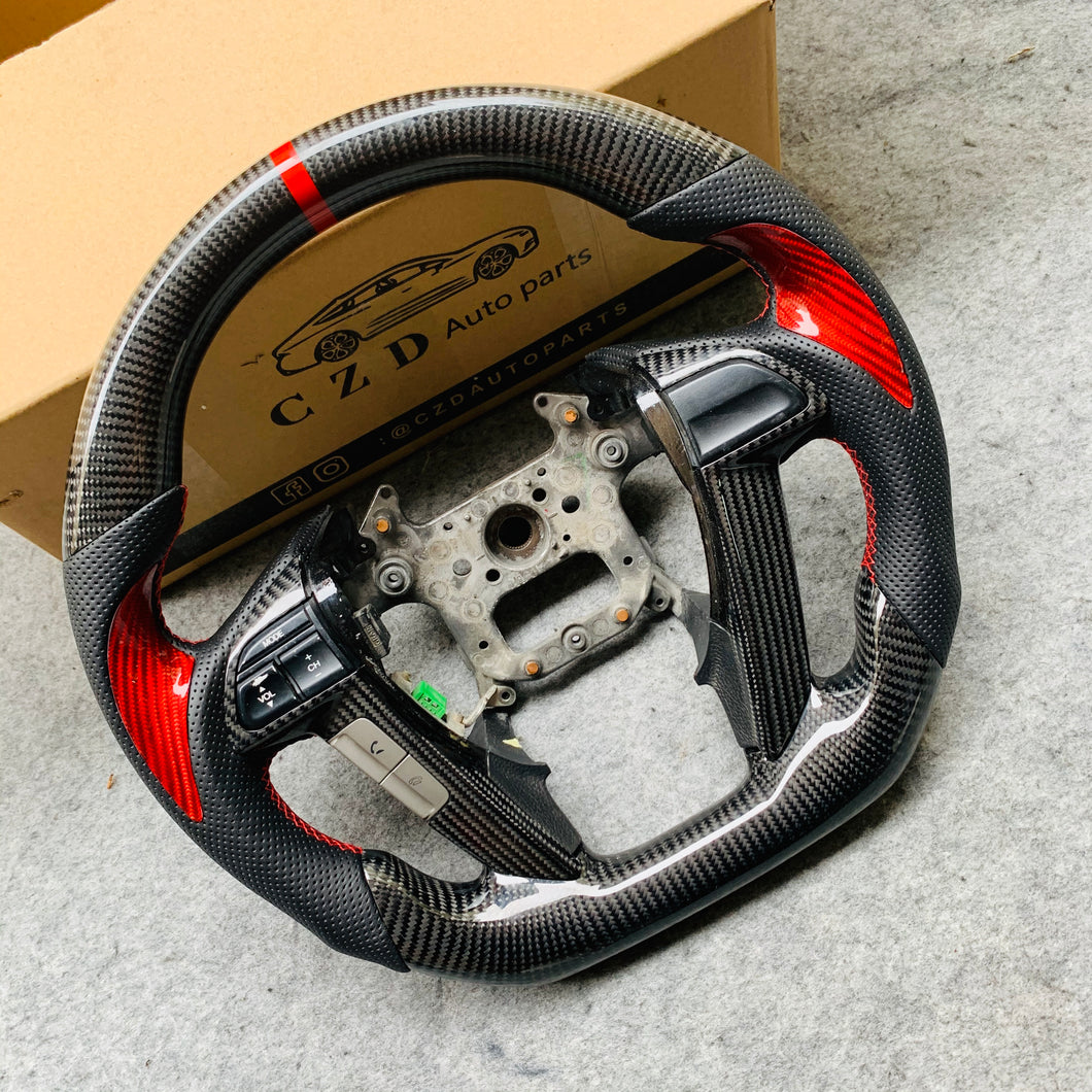 czd auto parts carbon fiber steering wheel for Honda Odyssey 2011-2017 with gloss red carbon fiber thumbgrips