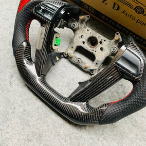 czd auto parts carbon fiber steering wheel for Honda Odyssey 2011-2017 with gloss red carbon fiber thumbgrips