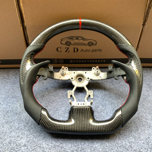 czd auto parts carbon fiber steering wheel for Infiniti G37 with red stitch and perforated leather