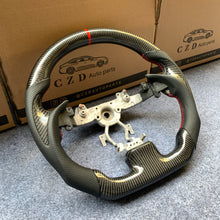 Load image into Gallery viewer, czd auto parts carbon fiber steering wheel for Infiniti G37 with red stitch and perforated leather