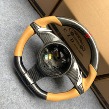Load image into Gallery viewer, CZD auto parts for All Cayman models - 2013-2016 carbon fiber steering wheel with orange perforated leather side