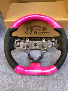 CZD Autoparts For Honda FK2 carbon fiber steering wheel gloss pink carbon fiber top&bottom