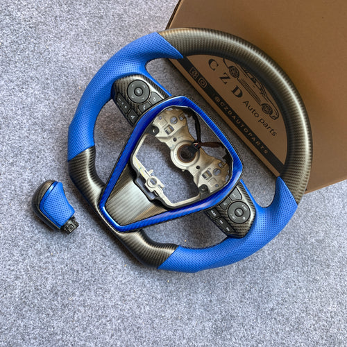 CZD For 8th Gen 2018/2019/2020/2021 Toyota Camry/SE/XSE/TRD carbon fiber steering wheel with blue stitching
