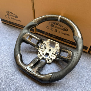 czd auto parts carbon fiber steering wheel for Ford SHELBY GT350 2015-2017 with white stripe