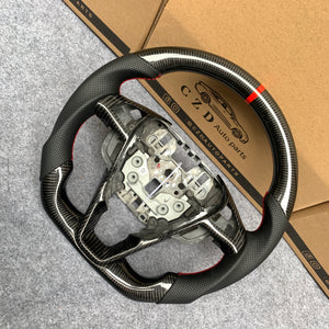 czd auto parts carbon fiber steering wheel for Ford Edge SE ST AWD 2015-2020 with black perforated leather
