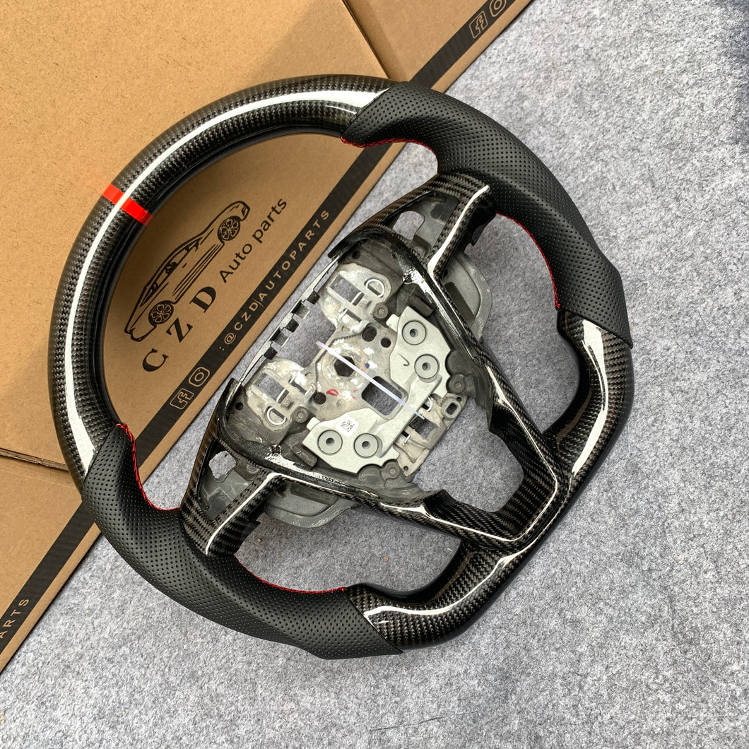 czd auto parts carbon fiber steering wheel for  Ford Mondeo MK5 2013-2020 with black perforated leather