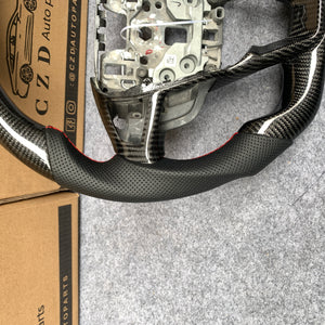 czd auto parts carbon fiber steering wheel for Ford Edge SE ST AWD 2015-2020 with black perforated leather