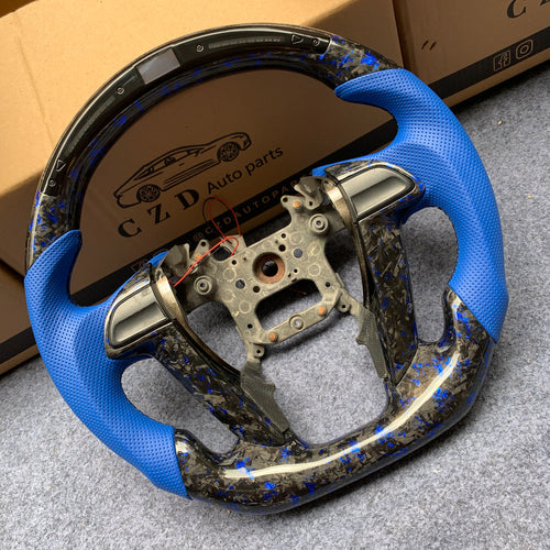 czd auto parts carbon fiber steering wheel for Honda Odyssey 2011-2017 with blue perforated leather