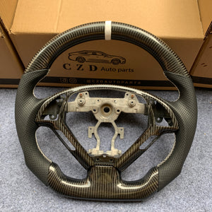 czd auto parts carbon fiber steering wheel for Infiniti G37 with white stitch and perforated leather
