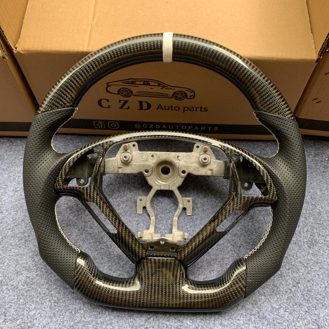 czd auto parts carbon fiber steering wheel for Infiniti G37 with white stitch and perforated leather