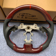 Load image into Gallery viewer, czd auto parts carbon fiber steering wheel for Infiniti G37 with red carbon fiber and stripe