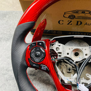 czd auto parts carbon fiber steering wheel for Toyota Camry with 3spoke 2012-2014 with gloss red carbon fiber
