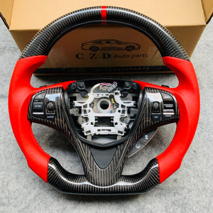 czd auto parts carbon fiber steering wheel for Acura TLX 2015-2021 with red stripe and smooth leather