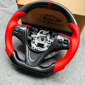 czd auto parts carbon fiber steering wheel for Acura TLX 2015-2021 with red stripe and smooth leather