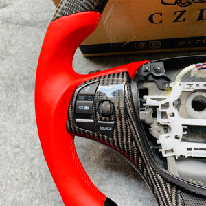 czd auto parts carbon fiber steering wheel for Acura TLX 2015-2021 with red stripe and smooth leather