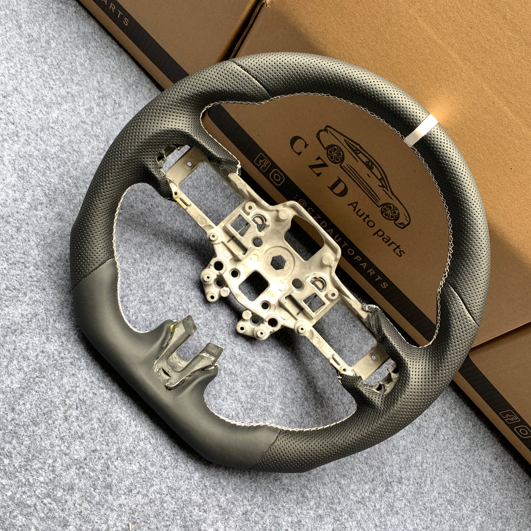 CZD autoparts for Ford Mustang 2015-2017 carbon fiber steering wheel with black perforated leather top & side