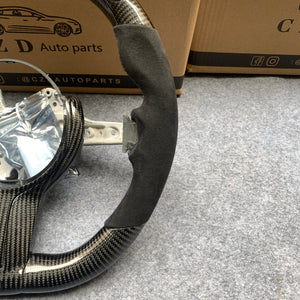 CZD Autoparts for BMW M5 F10 M6 F06 F12 F13 X5M F85 X6M F86 carbon fiber steering wheel gloss black carbon fiber trim and LED