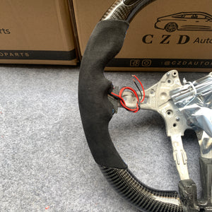 CZD Autoparts for BMW M5 F10 M6 F12 F13 carbon fiber steering wheel black alcantara sides and LED